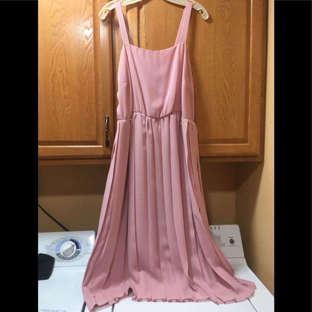 Vintage 1980s Rose pink homemade pleated skirt dress